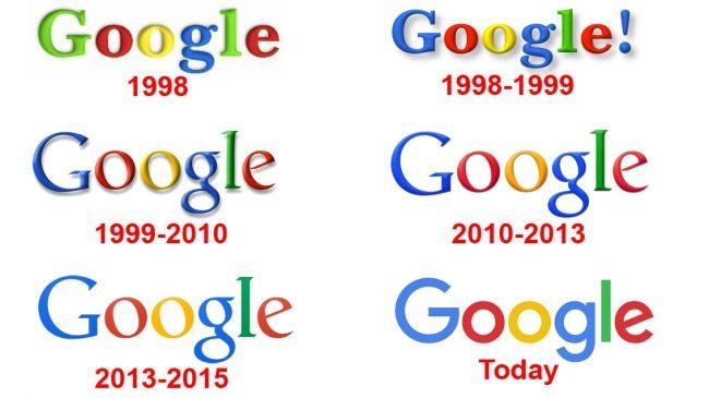 google logo throughout the years